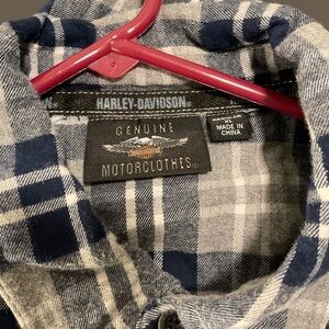 Harley-Davidson Blue and Gray Casual Button Down Shirt